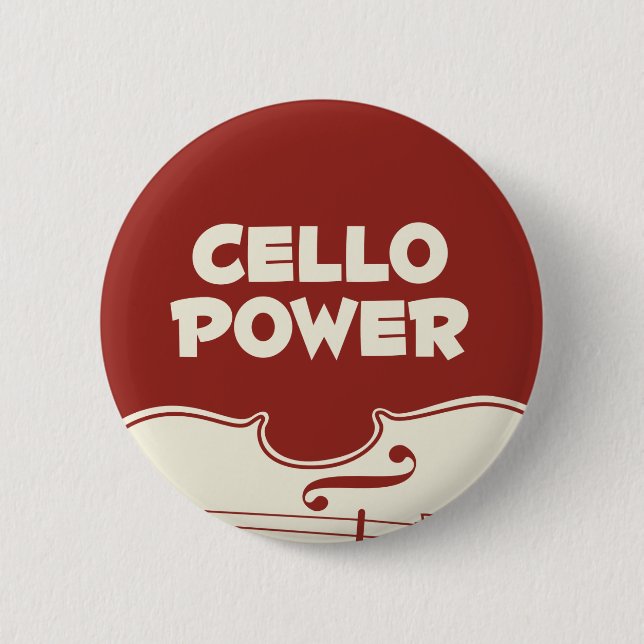 Cello Power! 6 Cm Round Badge (Front)