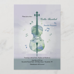 Cello Recital Grey Invitation