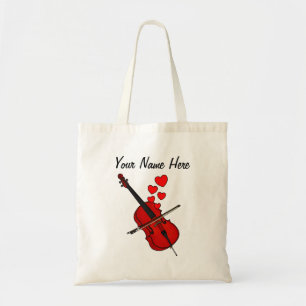 Cello Red Hearts Cellist Musician Custom Tote Bag