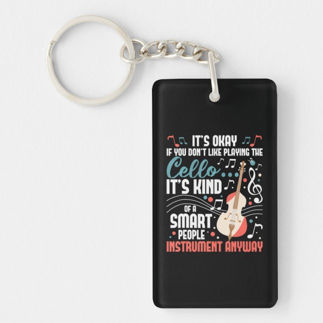 Cello Smart People Instrument Cellist Orchestra Key Ring (Front)