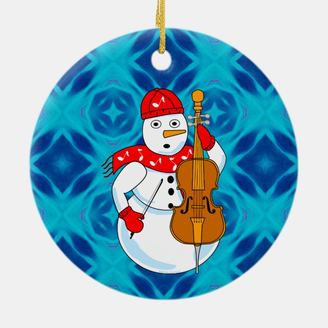 Cello Snowman Ceramic Tree Decoration (Back)