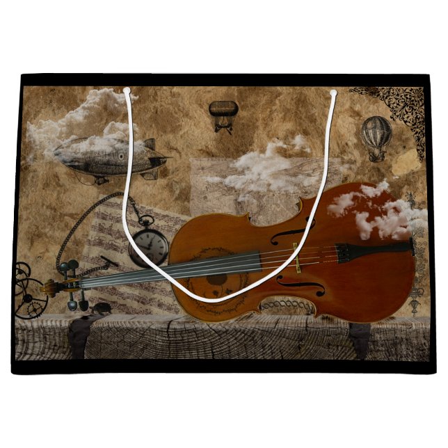 Cello Steampunk Large Gift Bag (Front)