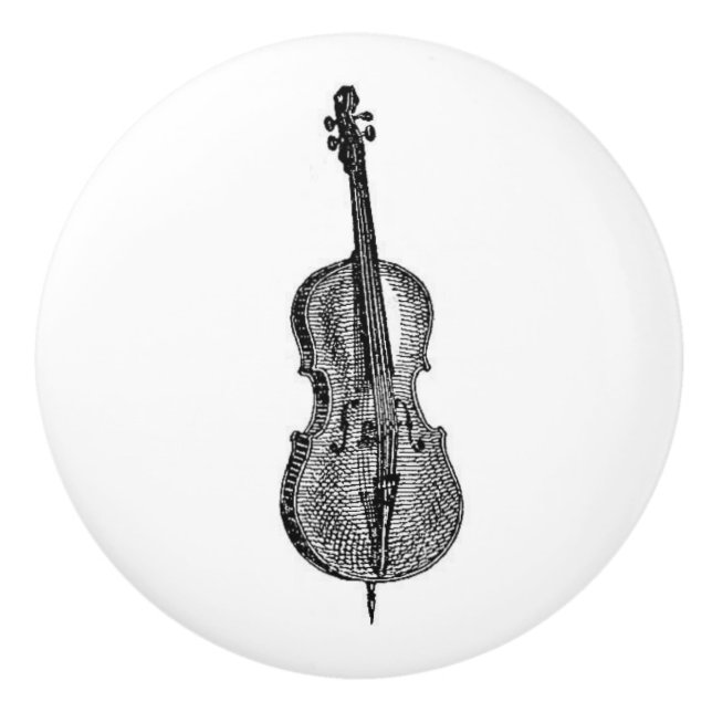 Cello stringed instrument vintage musical art ceramic knob (Front)