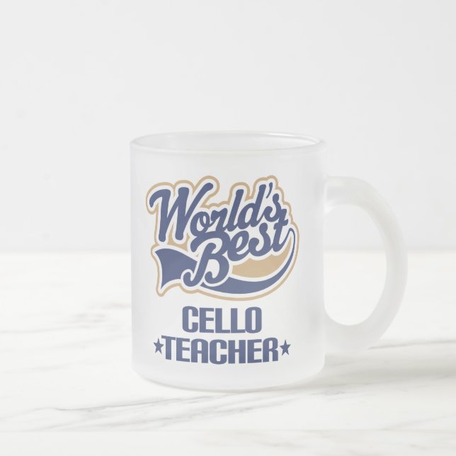 Cello Teacher Gift Frosted Glass Coffee Mug (Right)