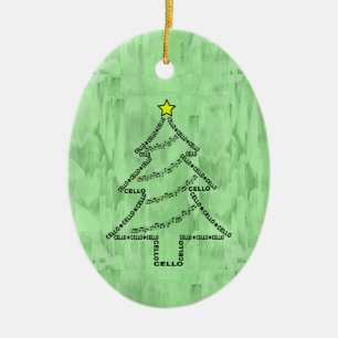 Cello Text Christmas Tree  Ceramic Tree Decoration