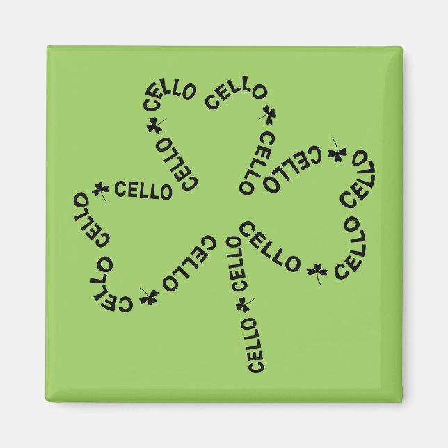 Cello Text Shamrock Magnet (Front)