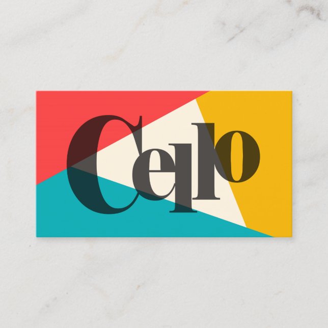 Cello Tri-Colour - Turquoise Coral Gold Business Card (Front)