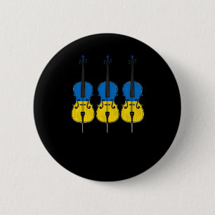 Cello Ukrainian Flag Cellist String Musician Stick 6 Cm Round Badge
