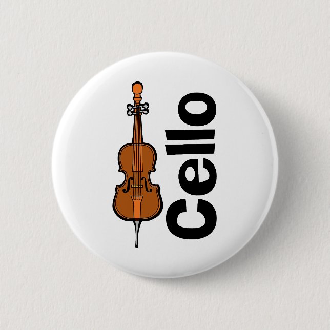 Cello Vertical Text 6 Cm Round Badge (Front)