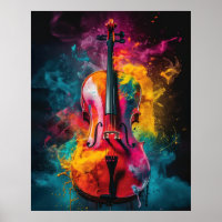 Cello with exploding colours