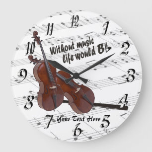 Cello - Without Music Life Would B Flat Wall Clock