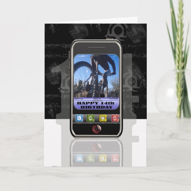 Cellphone, mobile phone text message Happy Birthda Card (Front)