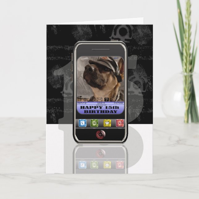 cellphone, mobile phone text message Happy Birthda Card (Front)