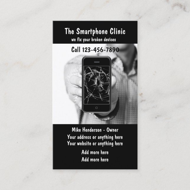 Cellphone Repair Services Business Card (Front)
