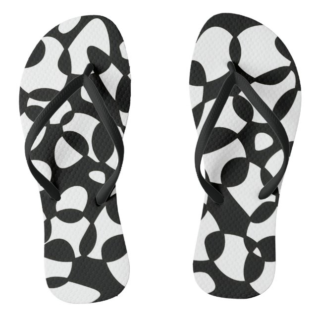 Cells Abstraction Black White Flip Flops (Footbed)