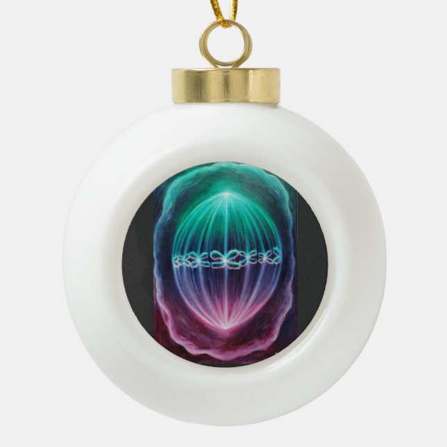 Cellular division ceramic ball christmas ornament (Front)
