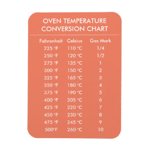 celsius to fahrenheit conversion chart orange magnet