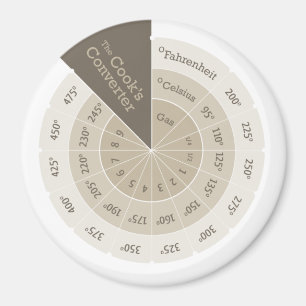 Celsius to Fahrenheit Cooking Conversion Chart Tan Magnet