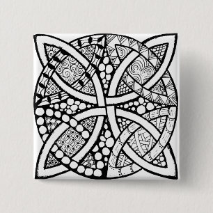Celtc Knot Black and White 15 Cm Square Badge