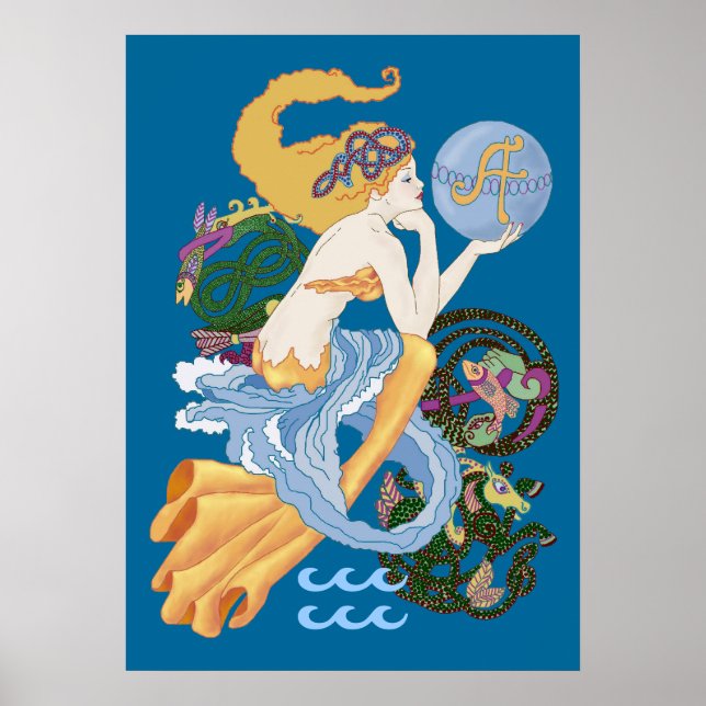Celtic "A"for Aquarius Mermaid Poster (Front)