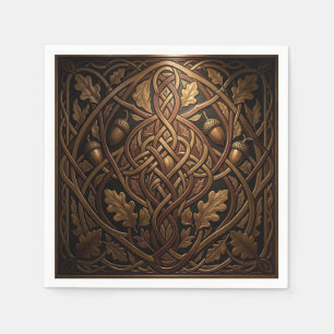 Celtic Acorn Oak Leaf Knotwork Gold Napkin