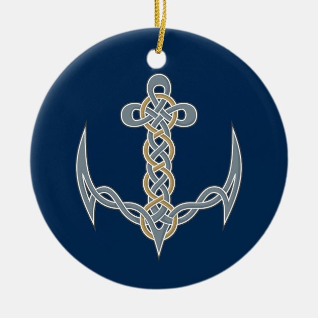 Celtic Anchor 1 Ceramic Tree Decoration (Front)