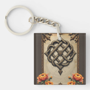 Celtic art and floral splendour in warm tones. key ring