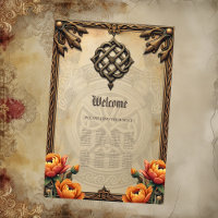 Celtic art and floral splendour in warm tones.