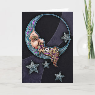 Celtic Art Moon Face Greeting Card