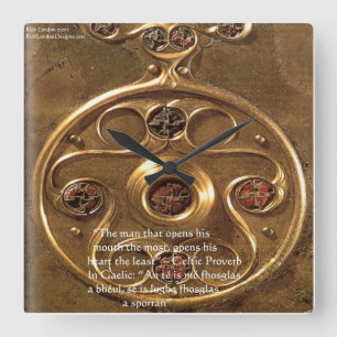 Celtic Artefact & Proverb On Wall Clock