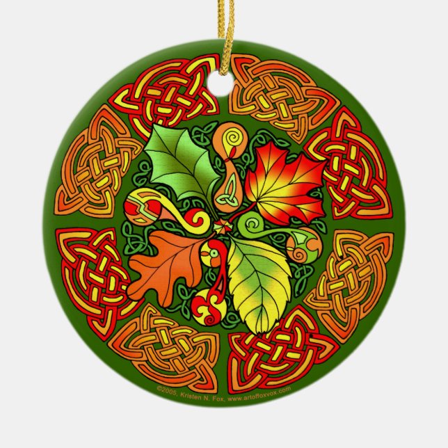 Celtic Autumn Leaves Ornament (Front)