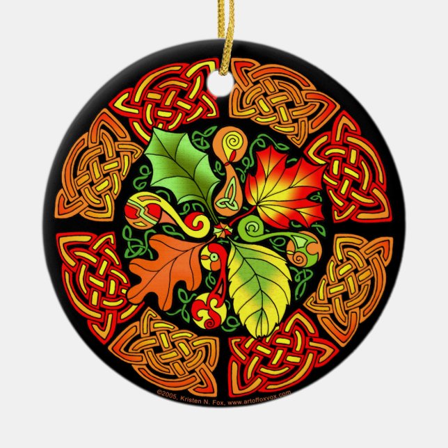 Celtic Autumn Leaves Ornament (Front)