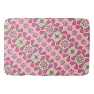 Celtic Bell Flower Mandalas Pink Bath Mat