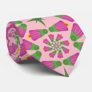 Celtic Bell Flower Mandalas Pink Neck Tie