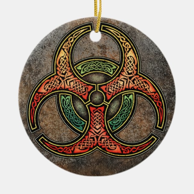 Celtic Biohazard Pendant/Ornament Ceramic Tree Decoration (Front)