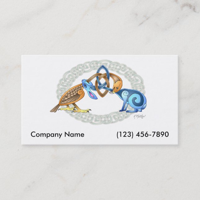 Celtic Bird and Rabbit with Frame Business Card (Front)