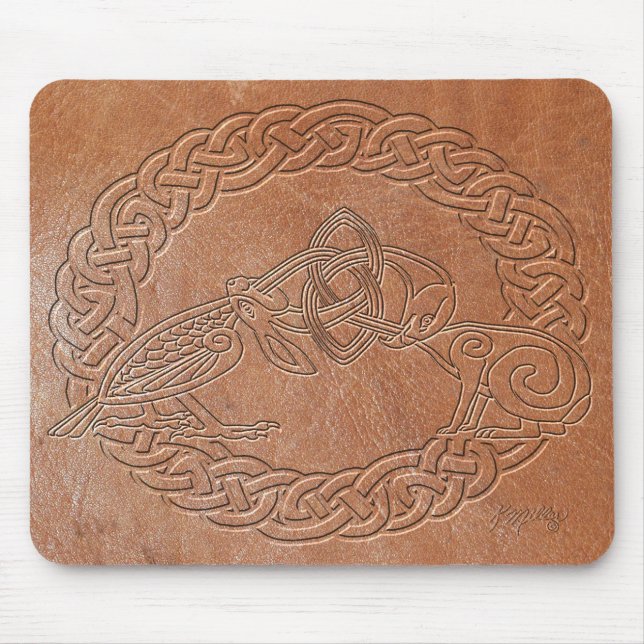 Celtic Bird and Rabbit with Frame Mouse Mat (Front)