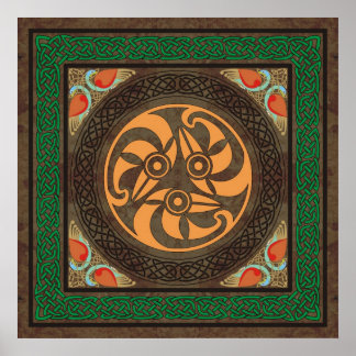 Celtic bird heads poster