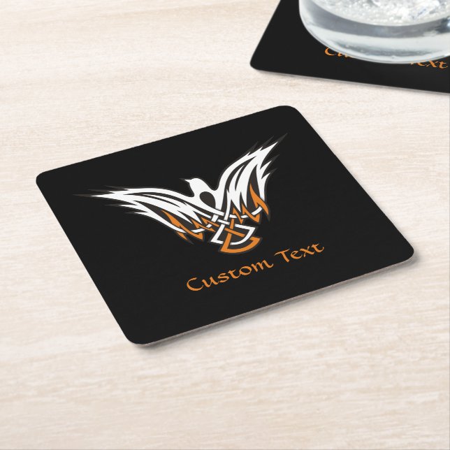 Celtic Bird Square Paper Coaster (Angled)