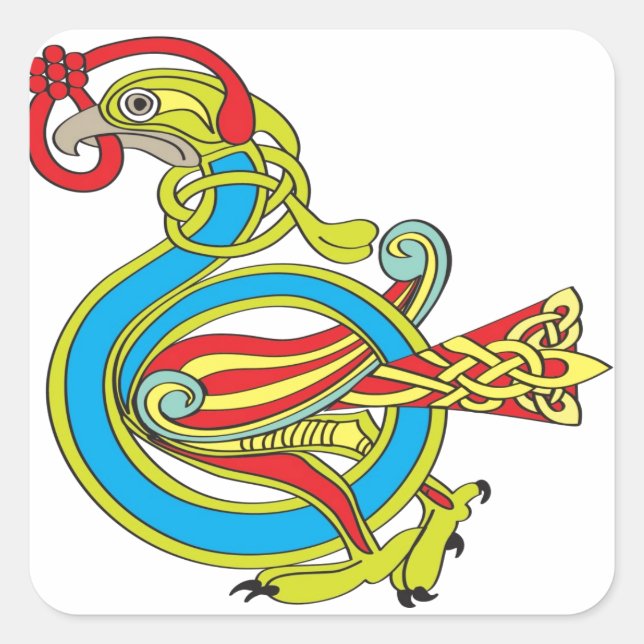Celtic Bird Square Sticker (Front)
