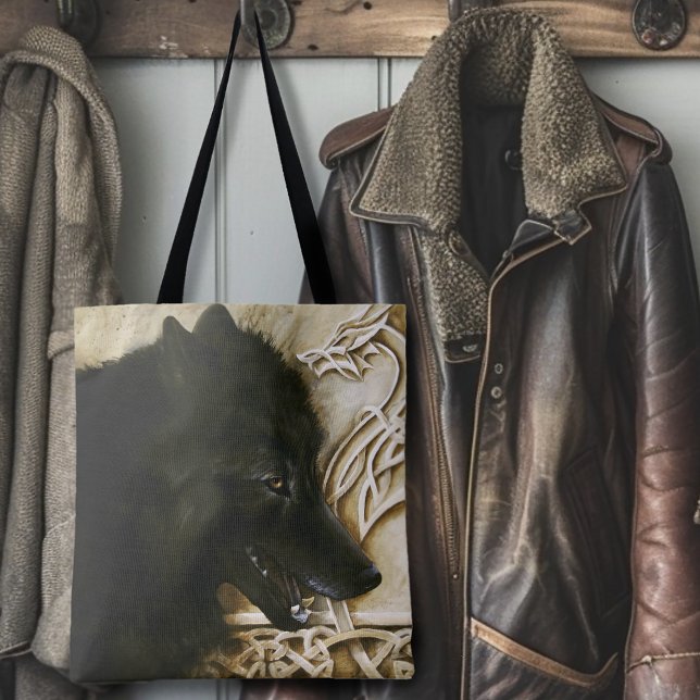 Celtic Black Wolf Tote Bag (Creator Uploaded)
