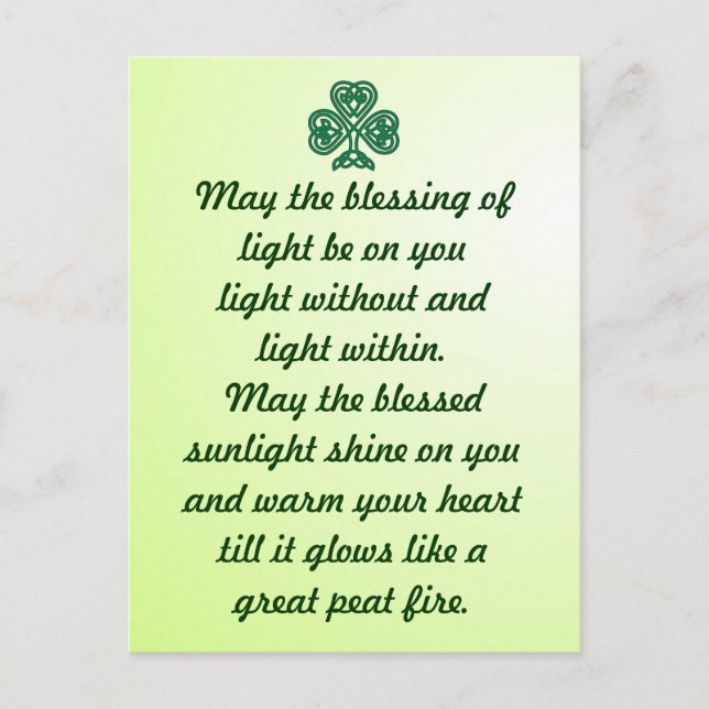 celtic blessing shamrock postcard (Front)