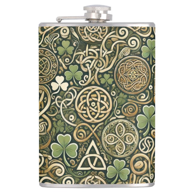 Celtic Bloom Hip Flask (Front)