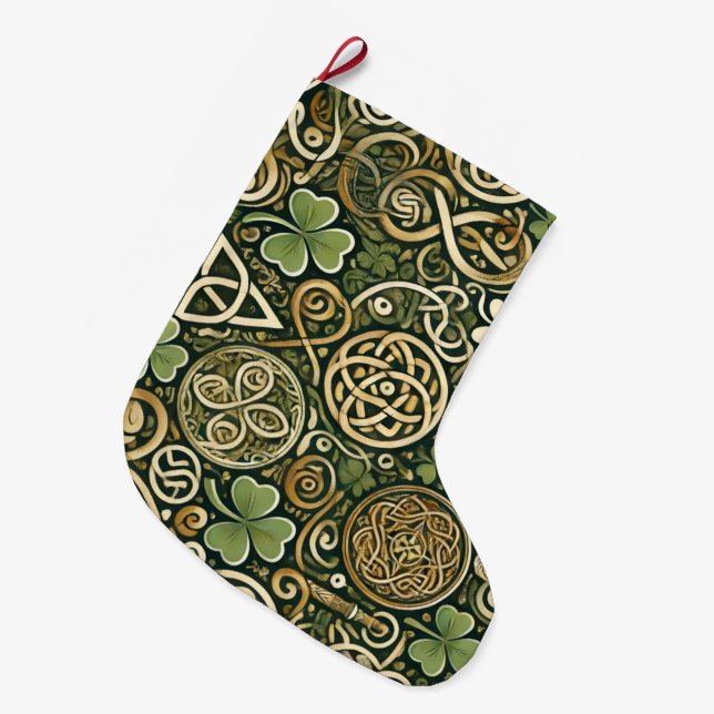 Celtic Bloom Large Christmas Stocking (Front (Hanging))
