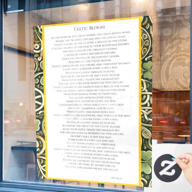 Celtic Bloom Window Cling (Cafe Window)