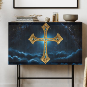 Celtic Blue and Gold cross decoupage Tissue Paper