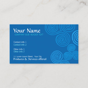 Celtic Blue Curl Swirl w- Logo Business Card