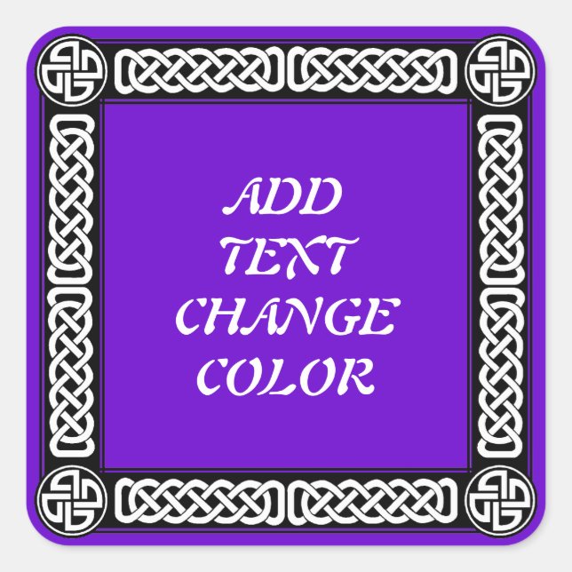 Celtic border on any colour square sticker (Front)
