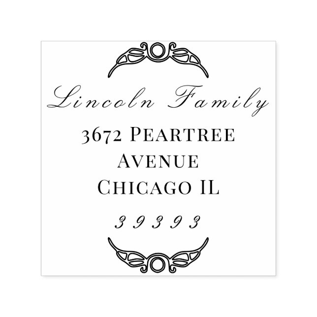 Celtic border, script fonts self-inking stamp (Design)