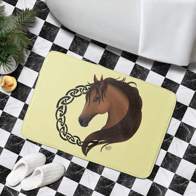 Celtic Brown Horse Yellow Bath Mat (Creator Uploaded)